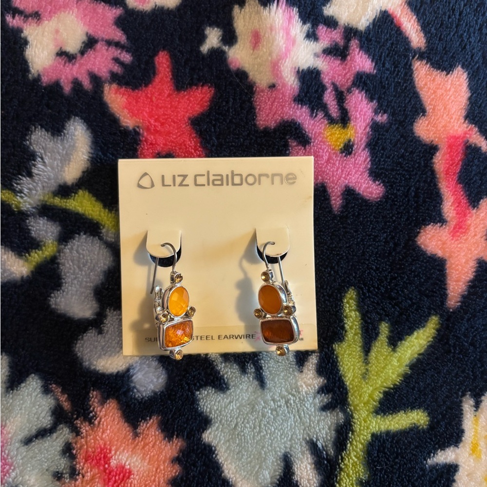 Liz Claiborne Kids' Orange and Silver Earrings
